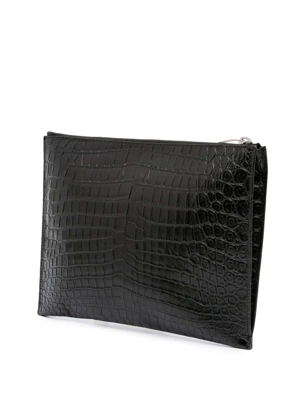 Pre-owned Saint Laurent 2017 Croc Embossed Leather Clutch Bag