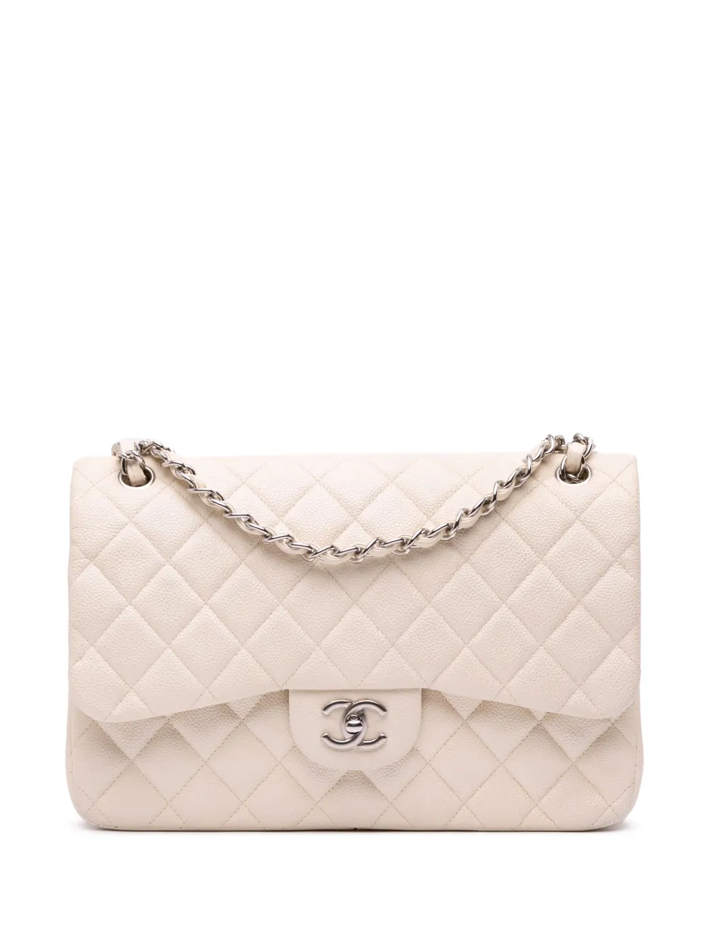 Pre-owned Chanel 2014-2015 Jumbo Classic Caviar Double Flap Shoulder Bag