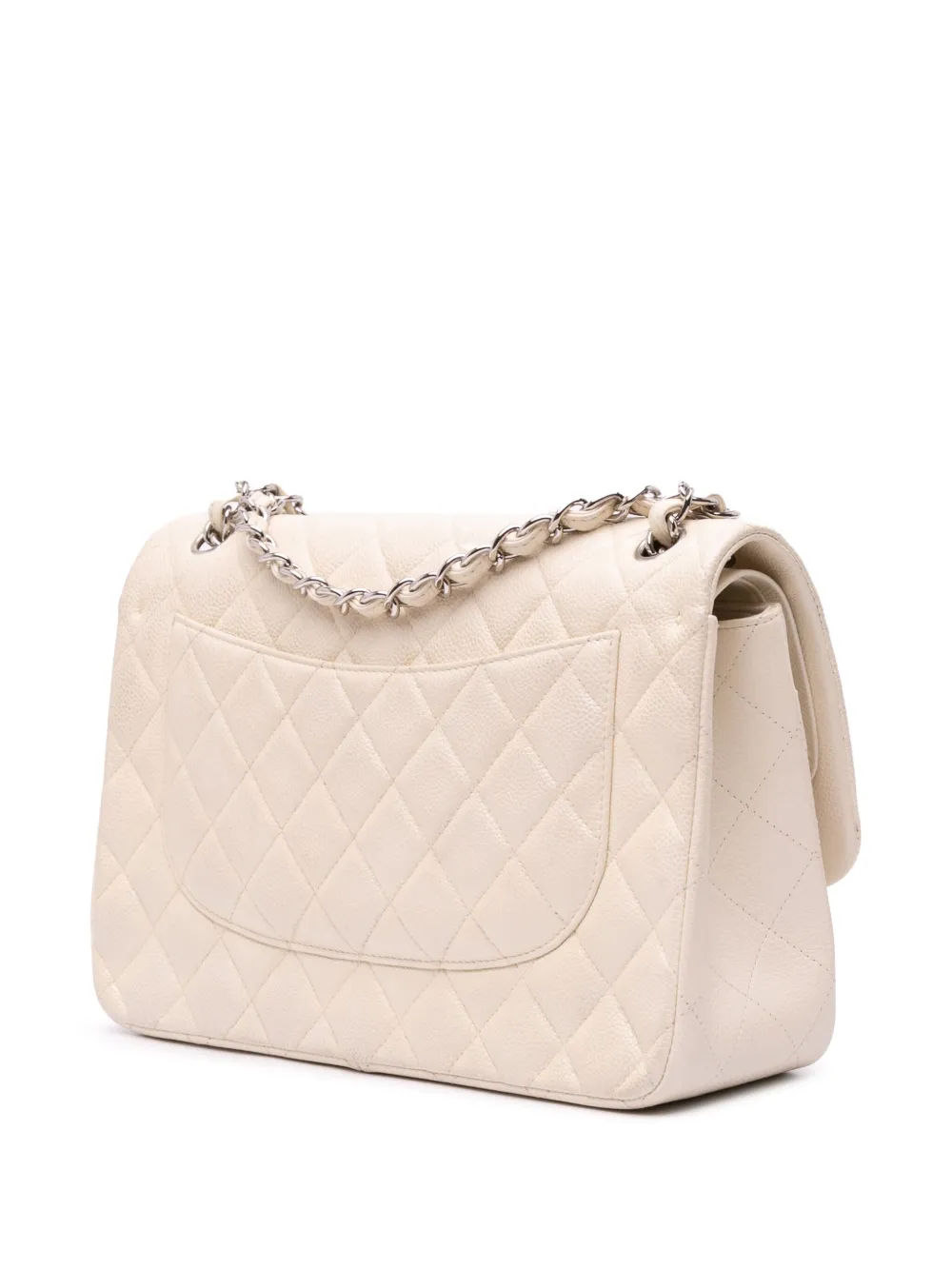 Pre-owned Chanel 2014-2015 Jumbo Classic Caviar Double Flap Shoulder Bag