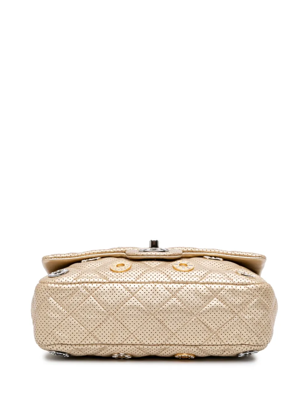 Pre-owned Chanel 2014-2015 Paris-dubai Small Perforated Metallic Lambskin Medals Flap Shoulder Bag