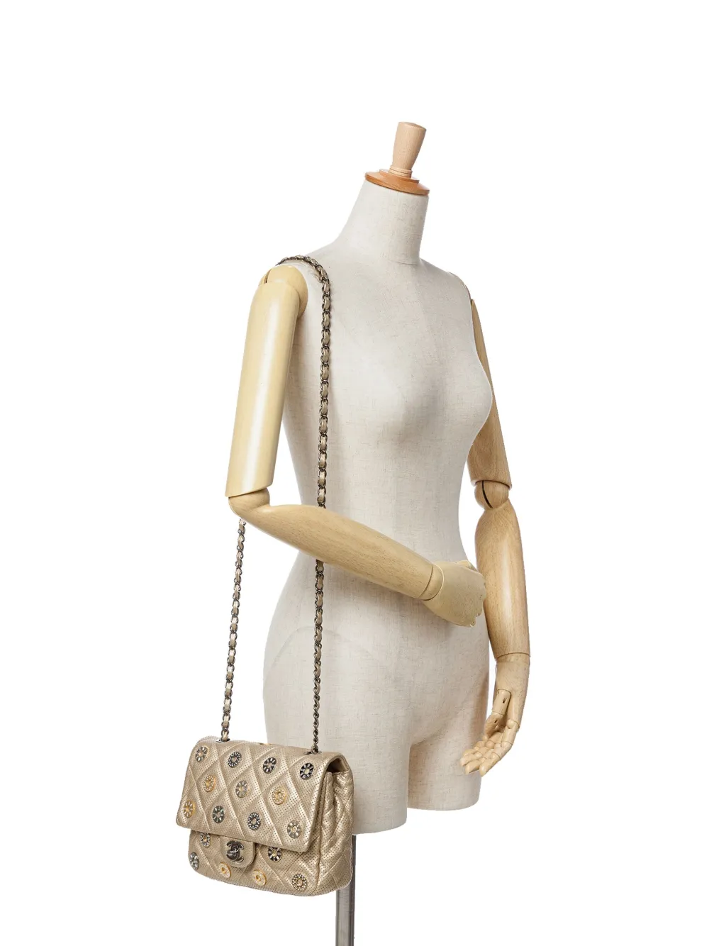 CHANEL Pre-Owned 2014-2015 Paris-Dubai Small Perforated Metallic Lambskin Medals Flap shoulder bag | Pre-Owned | Image 2