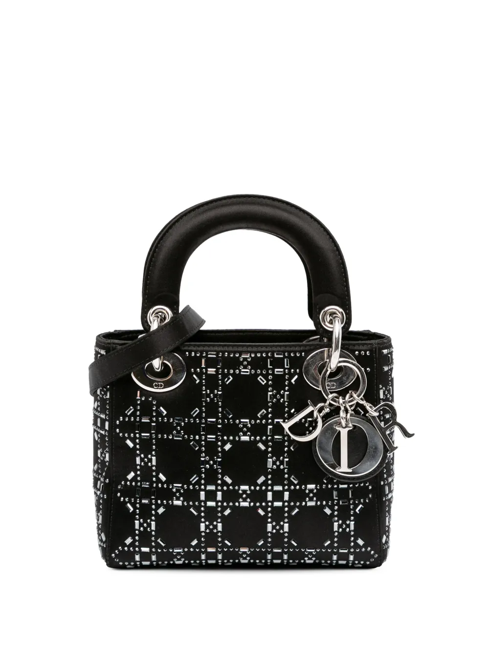 Christian Dior Pre-Owned 2018 ミニ サテン カナージュ ストラス クリスタル レディ ディオール Christian Dior Pre-Owned 2018 ミニ サテン カナージュ ストラス クリスタル レディ ディオール