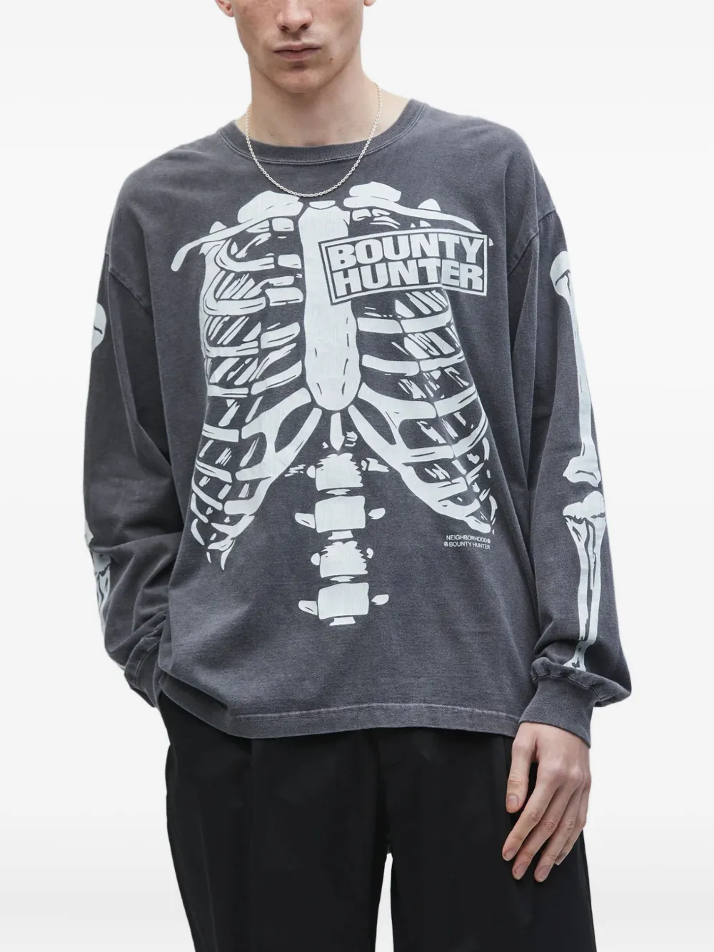 Neighborhood x Bounty Hunter skeleton-print T-shirt - Zwart