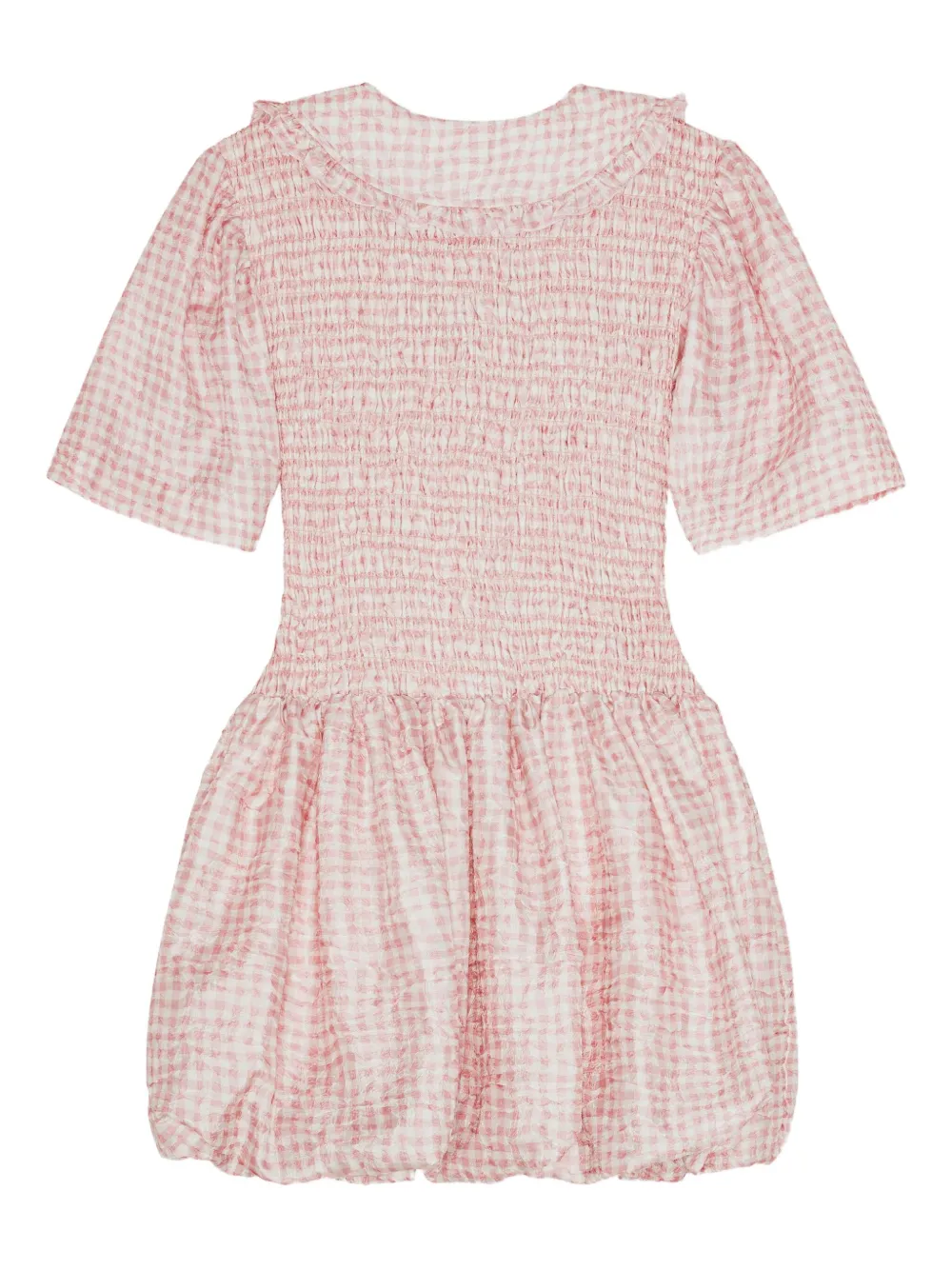 GANNI Gesmockte mini-jurk met ruches - Roze