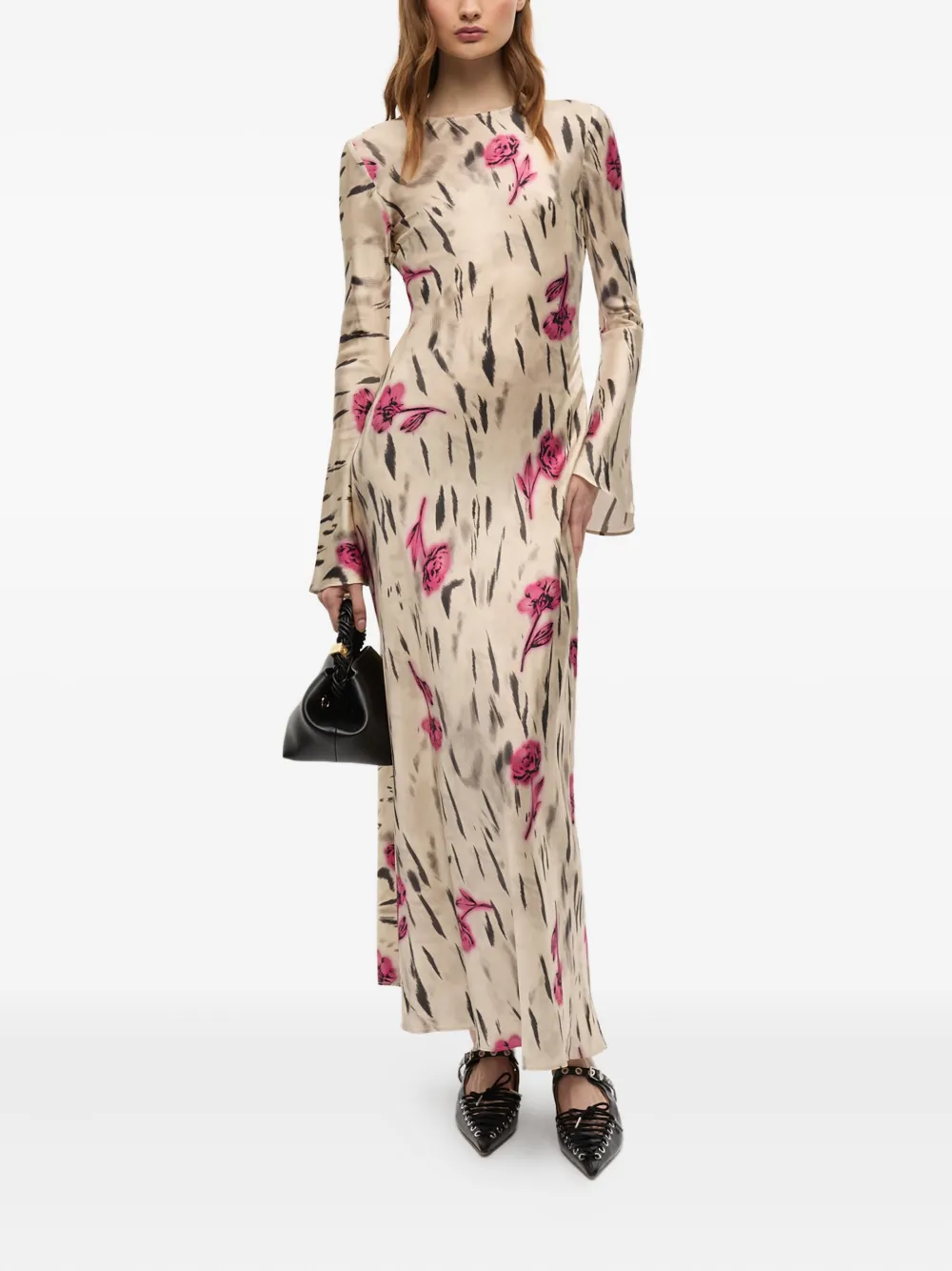 GANNI Midi-jurk met bloemenprint - Beige
