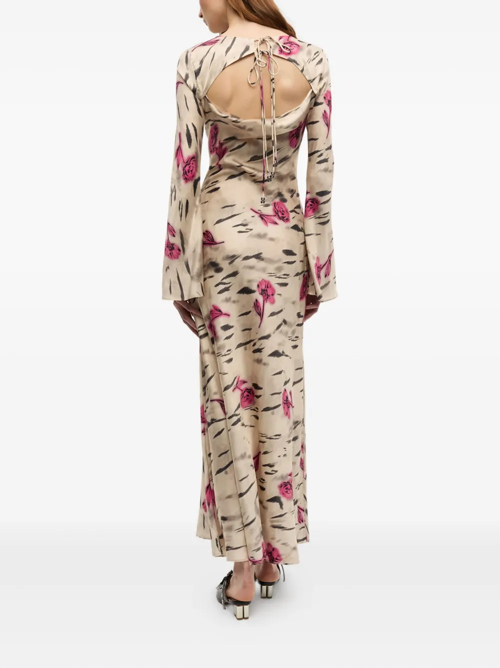 GANNI Midi-jurk met bloemenprint Beige