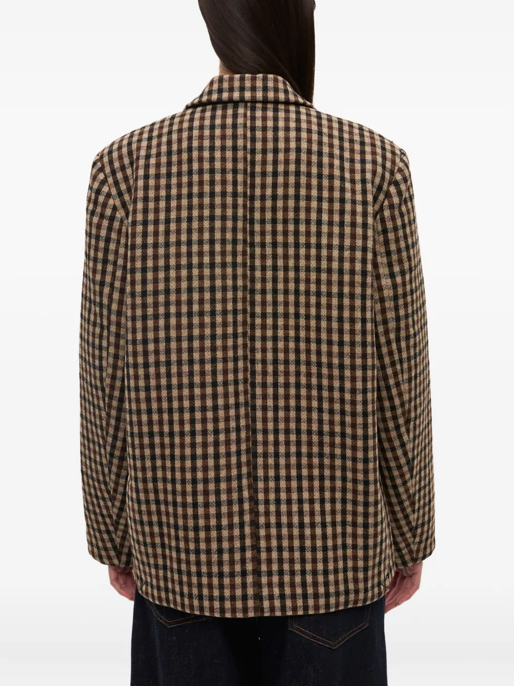 GANNI Geruite blazer Beige