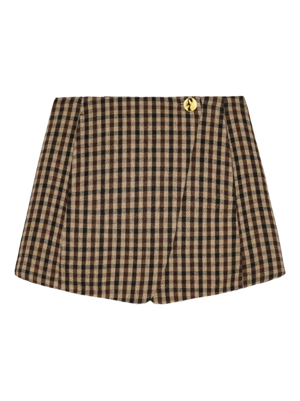 GANNI Geruite mini-rok Beige