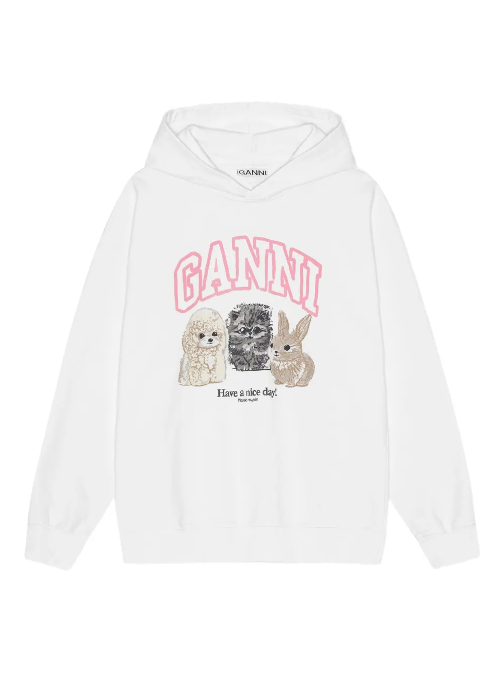 GANNI Hoodie met print Wit