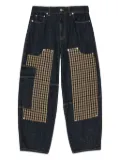 GANNI checked-panel jeans - Blue
