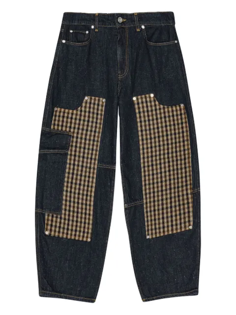 GANNI checked-panel jeans