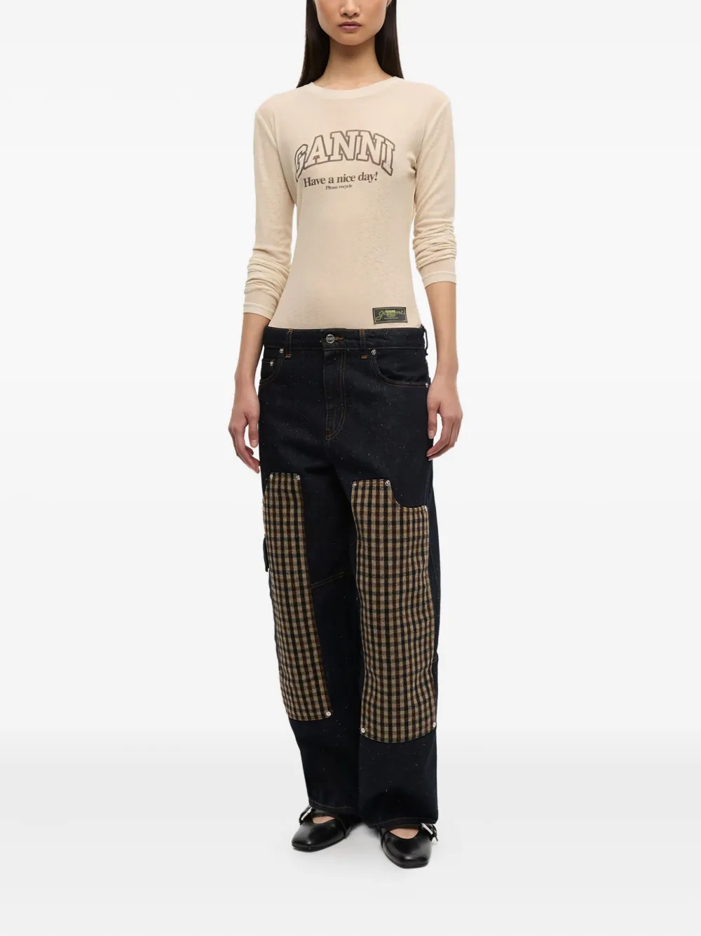 GANNI Jeans met geruit vlak Blauw