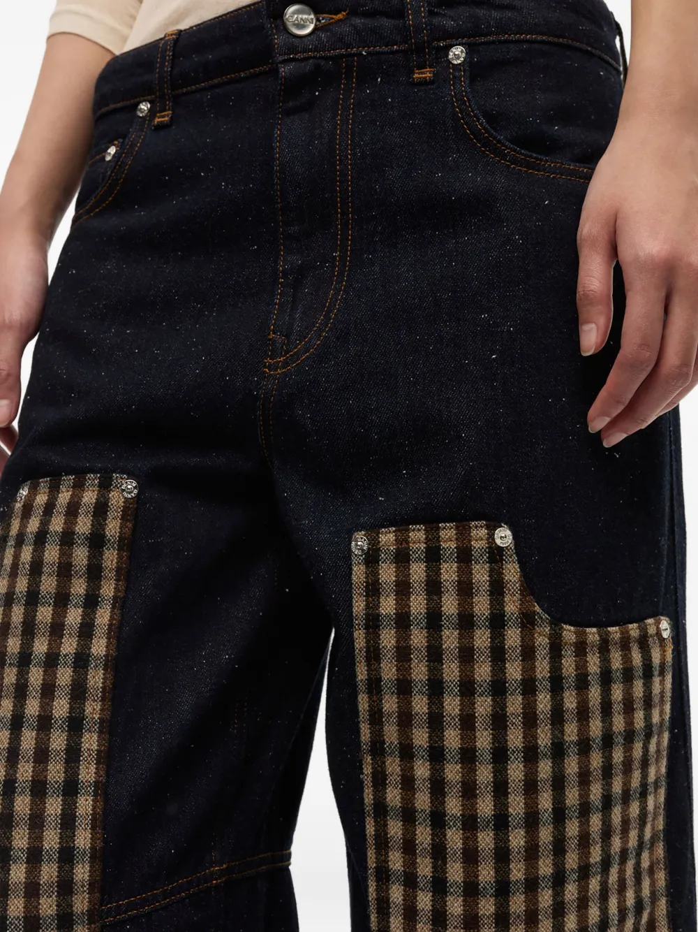 GANNI Jeans met geruit vlak Blauw