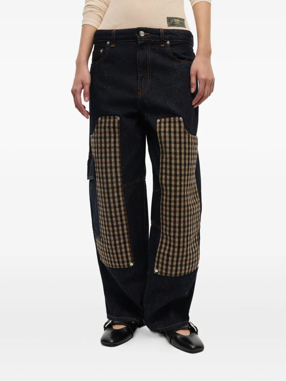GANNI Jeans met geruit vlak Blauw