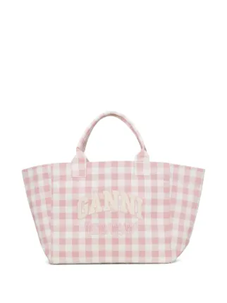 GANNI チェック トートバッグ | ピンク | FARFETCH JP