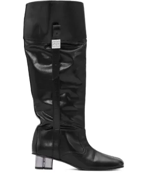 GANNI ダブルバックル ロングブーツ | ブラック | FARFETCH JP