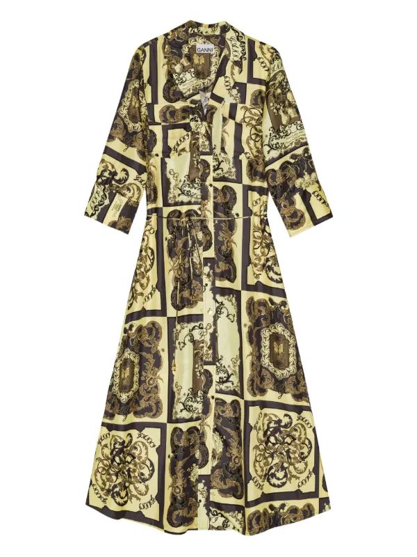 GANNI Printed Maxi Dress | Yellow | FARFETCH GE GANNI Printed Maxi Dress | Yellow | FARFETCH GE