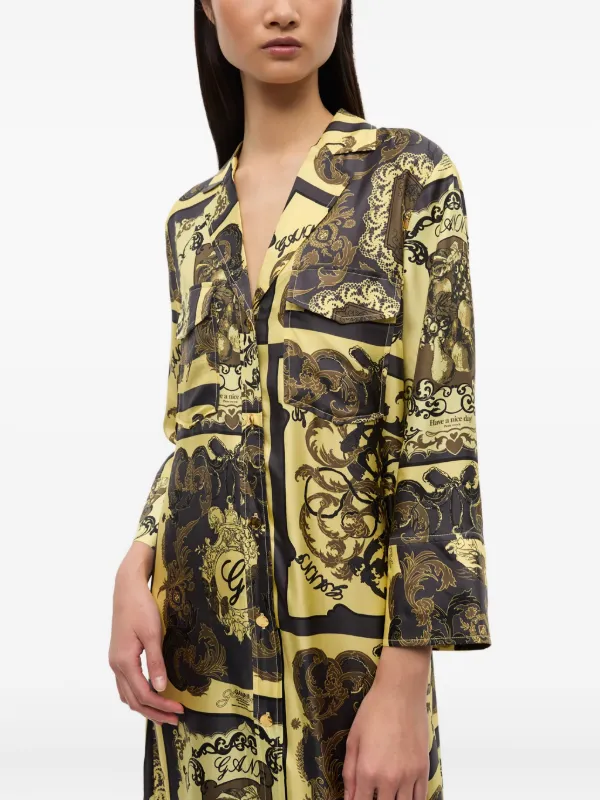 GANNI Printed Maxi Dress | Yellow | FARFETCH GE