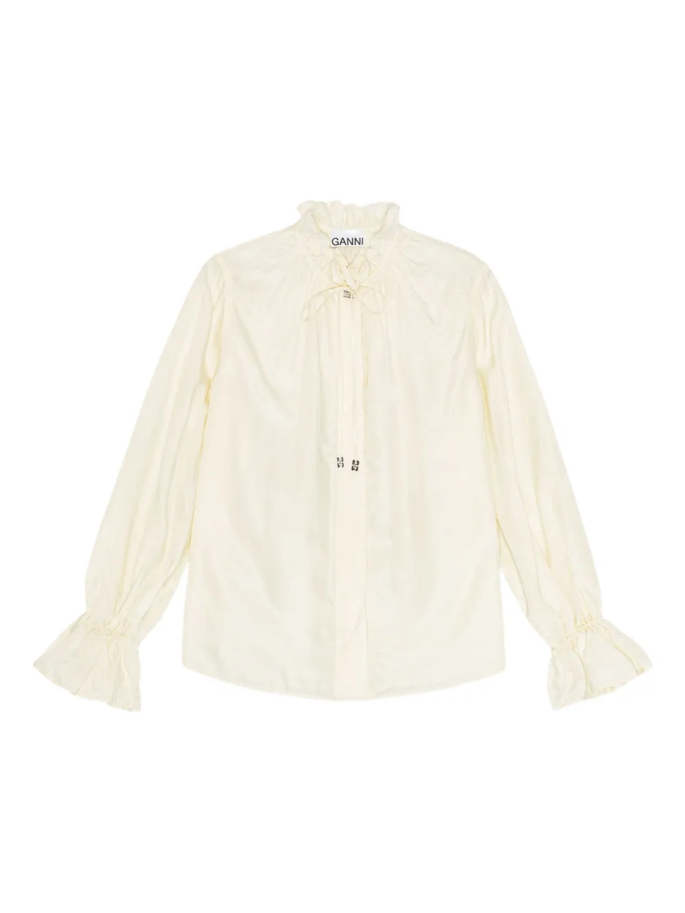 GANNI Blouse met ruches Beige