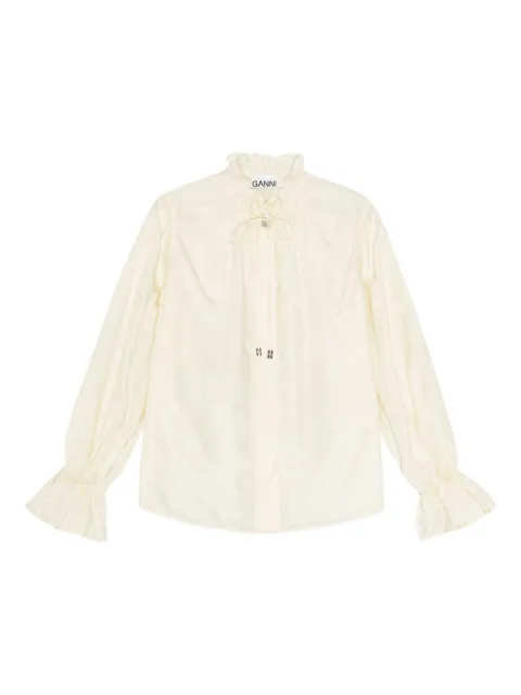 GANNI ruffled-cuff blouse