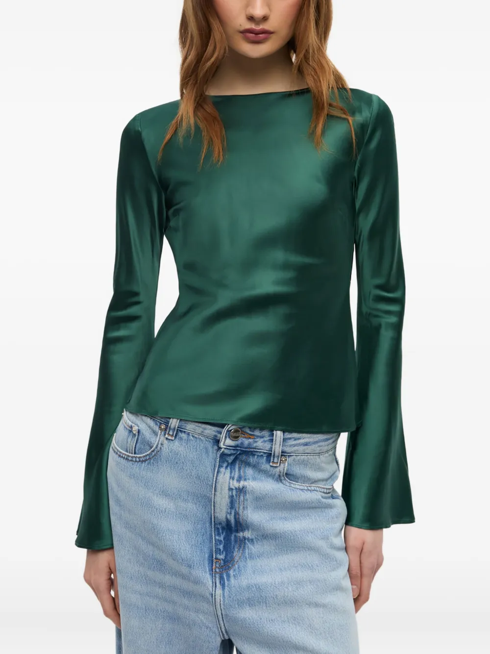 GANNI Satijnen shirt Groen