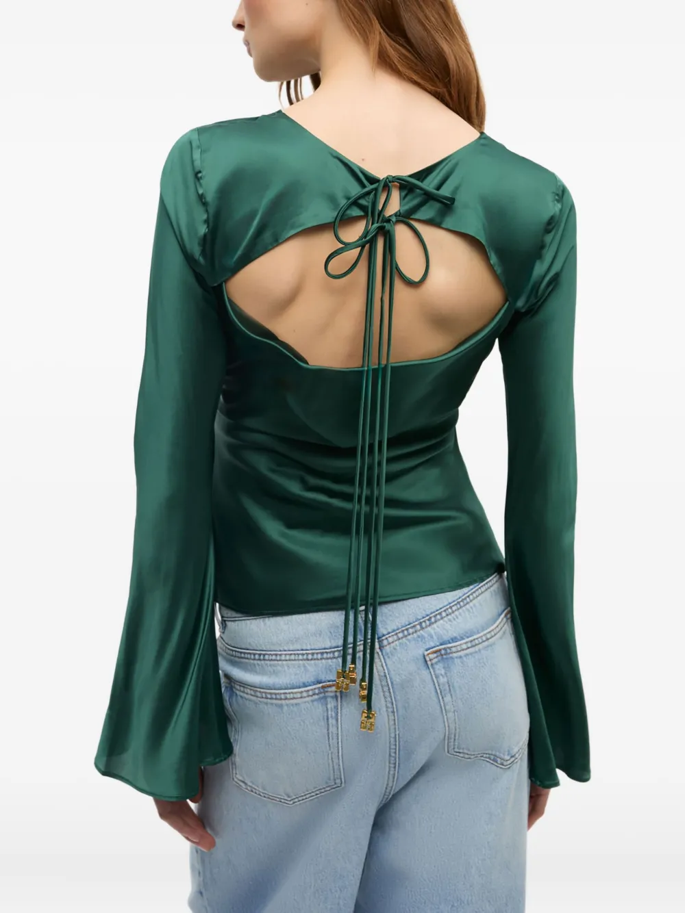 GANNI Satijnen shirt Groen