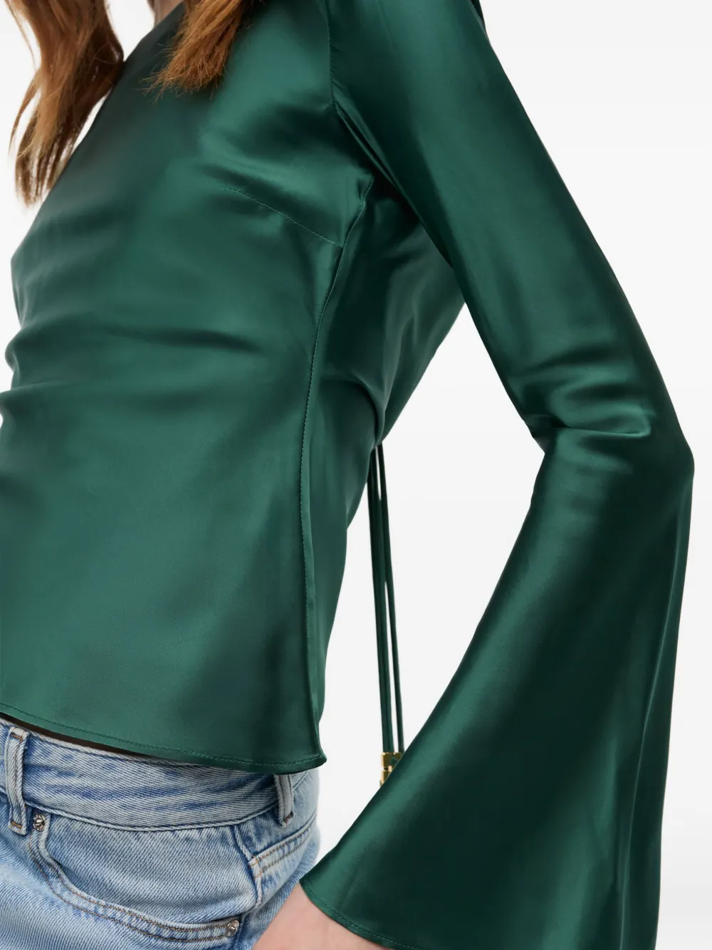 GANNI Satijnen shirt Groen