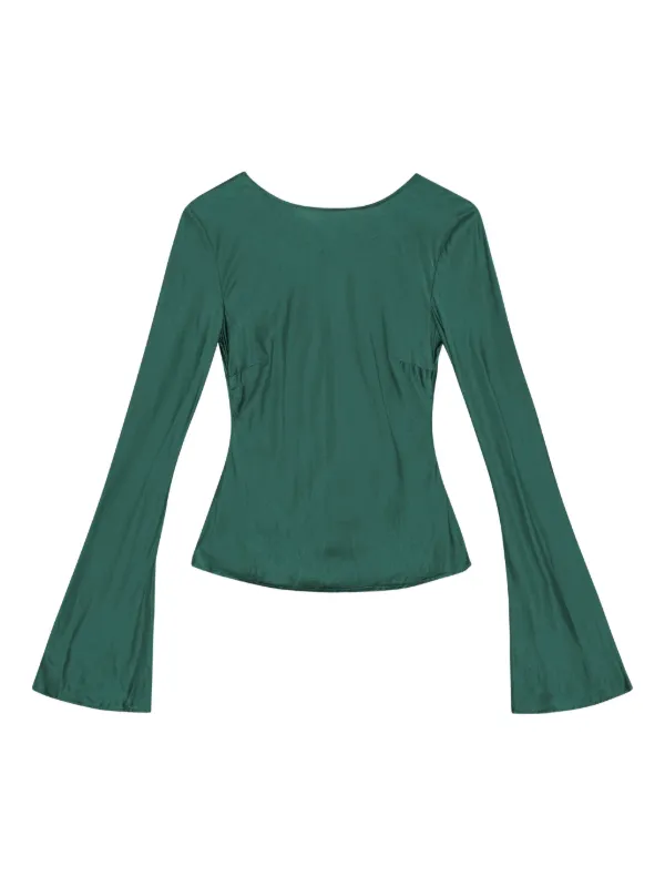 Ganni Satin Blouse in Green