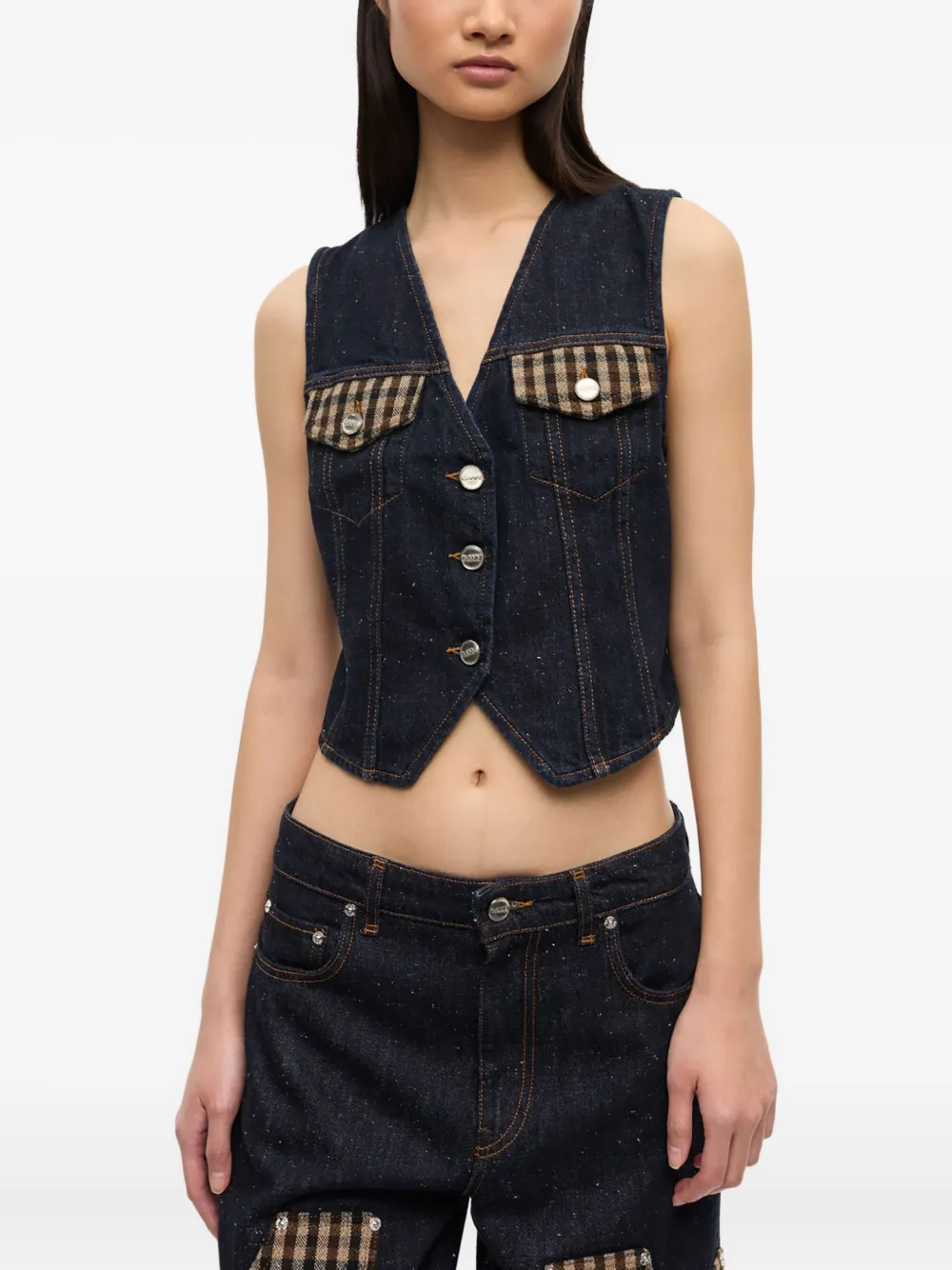 GANNI Spijker gilet Blauw