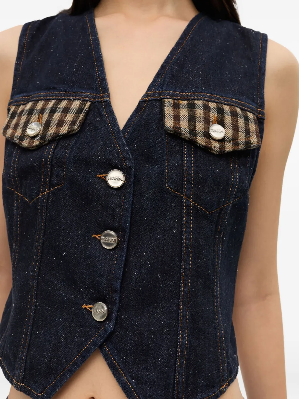 GANNI Spijker gilet Blauw