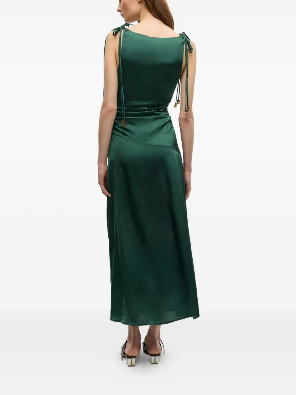 【関税&送料込み】Ganni Draped Satin Dress GANNI Satin Dress | Green | FARFETCH