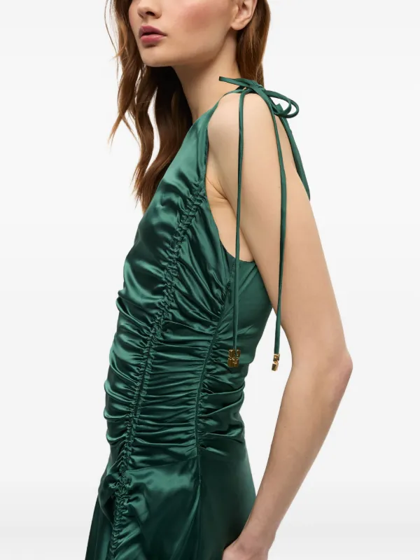 【関税＆送料込み】Ganni Draped Satin Dress GANNI Satin Dress | Green | FARFETCH