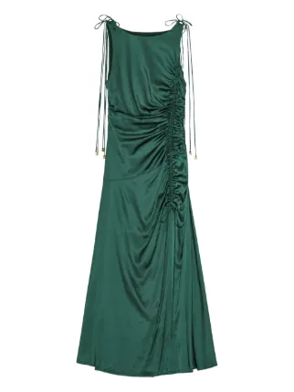 ganni green satin dress GANNI Satin Maxi Dress | Green