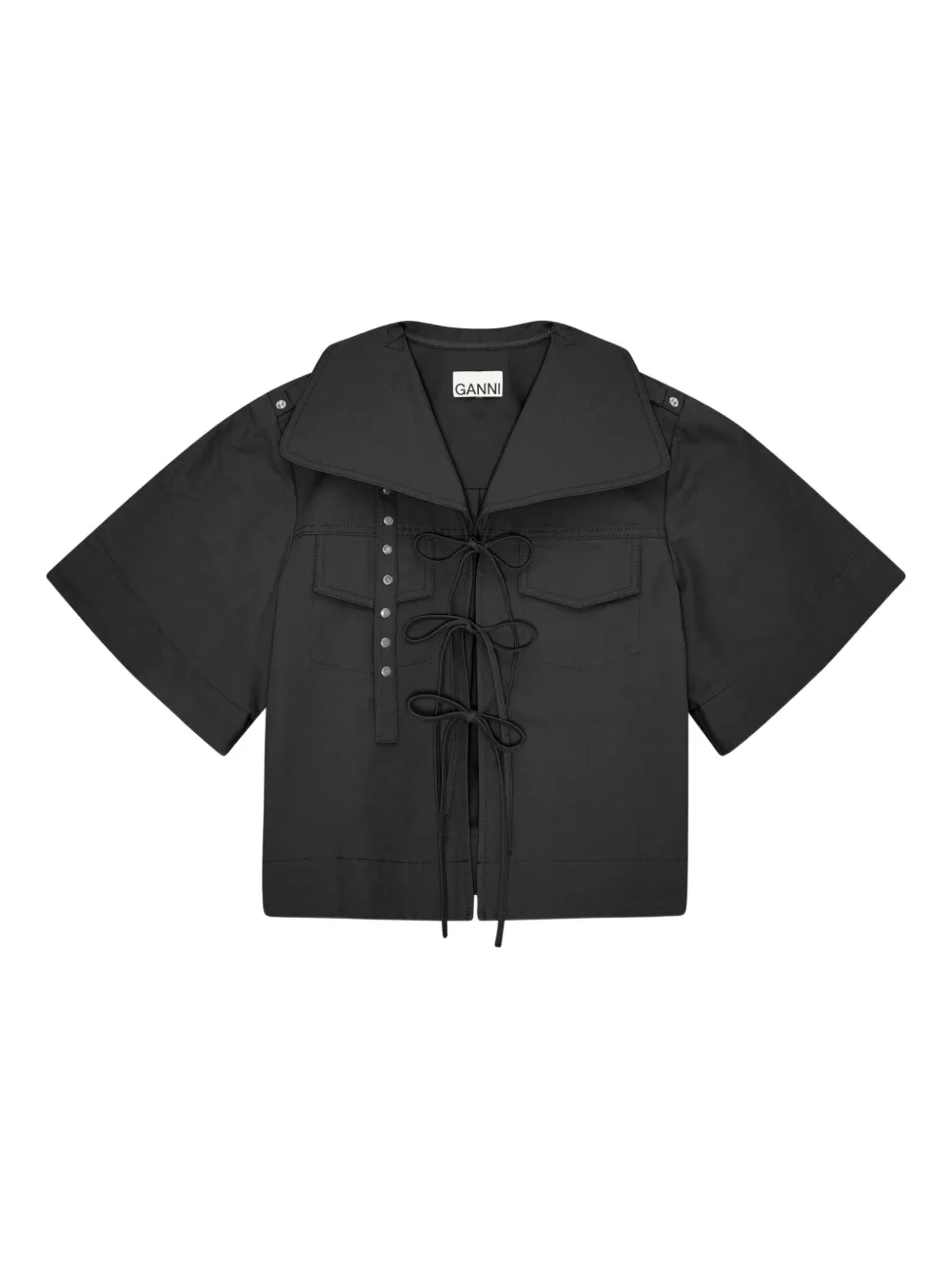 GANNI Blouse van stretch-katoen Zwart