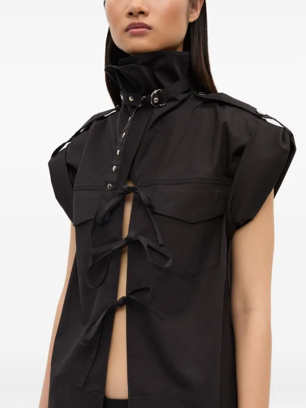GANNI ストレッチコットン ブラウス | ブラック | FARFETCH JP