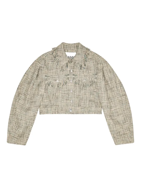 GANNI ツイード ジャケット | ニュートラル | FARFETCH JP
