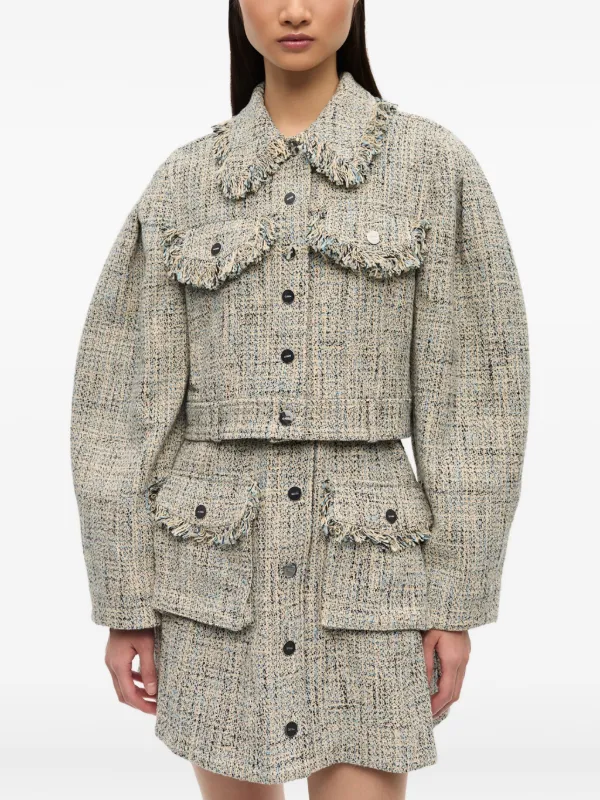 GANNI ツイード ジャケット | ニュートラル | FARFETCH JP