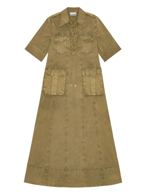 GANNI Denim Midi Dress | Green | FARFETCH