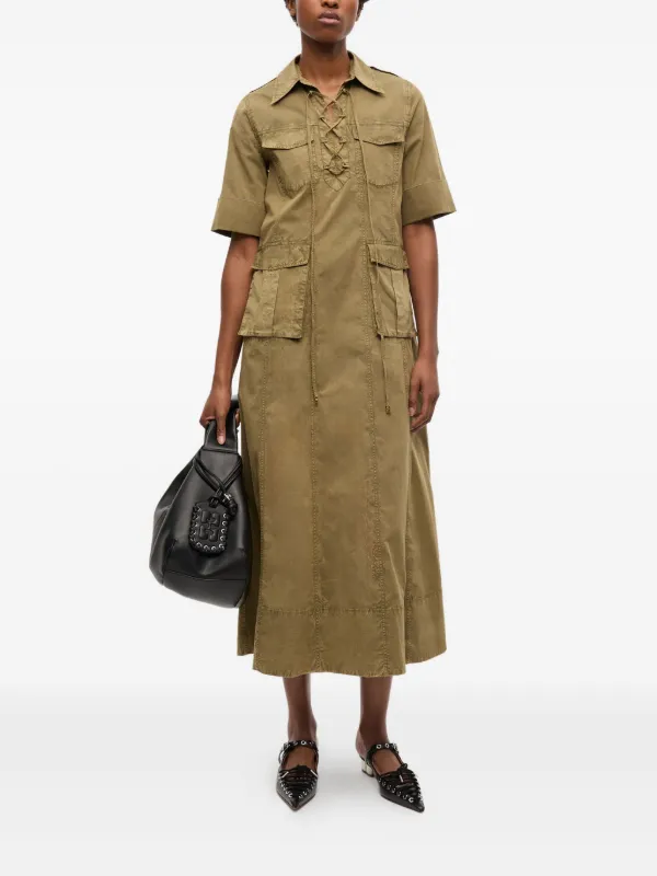 GANNI Denim Midi Dress | Green | FARFETCH