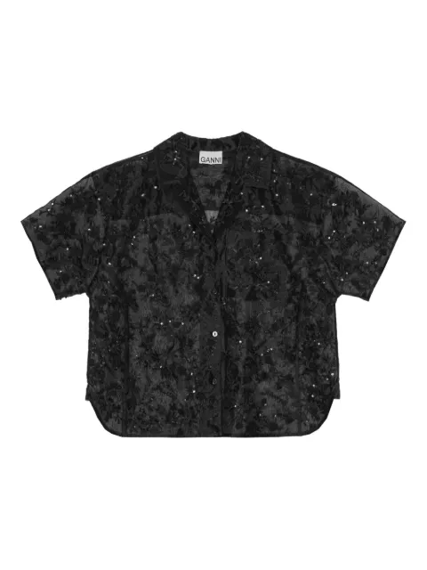 GANNI sequin-embellished short-sleeve shirt