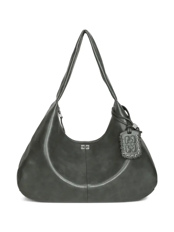 Ganni XXL Leather Shoulder Bag in Grey