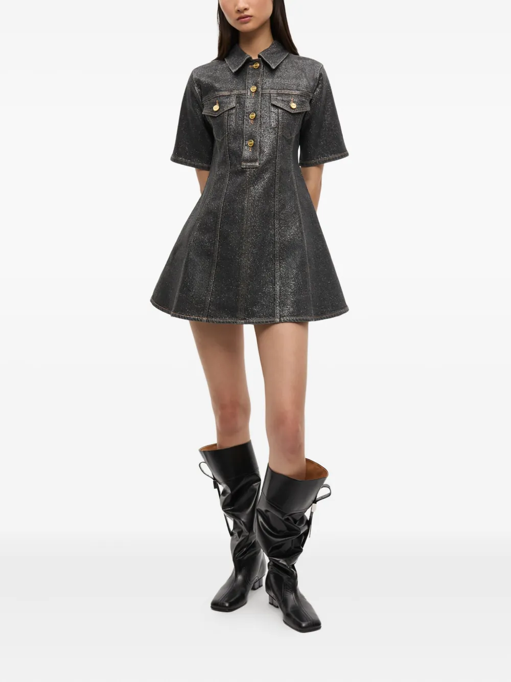 GANNI Denim mini-jurk - Zwart