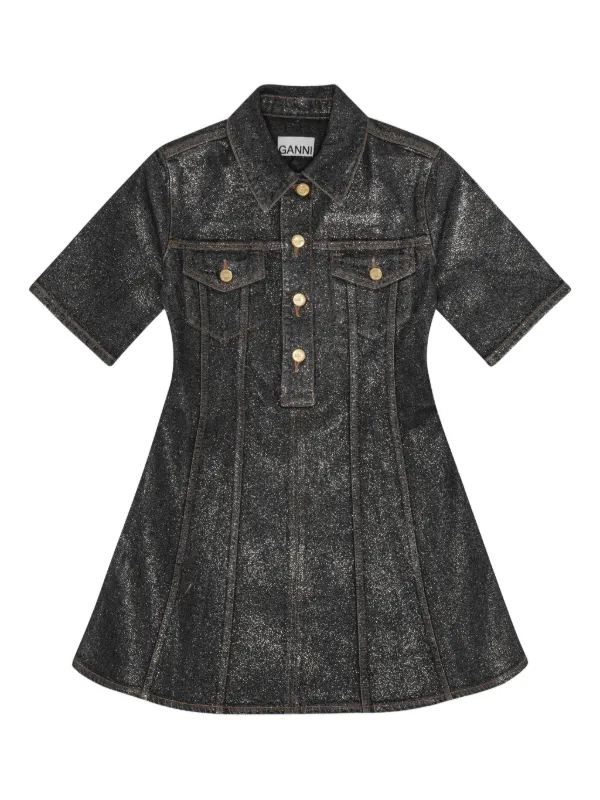 Ganni Denim Mini Dress in Black