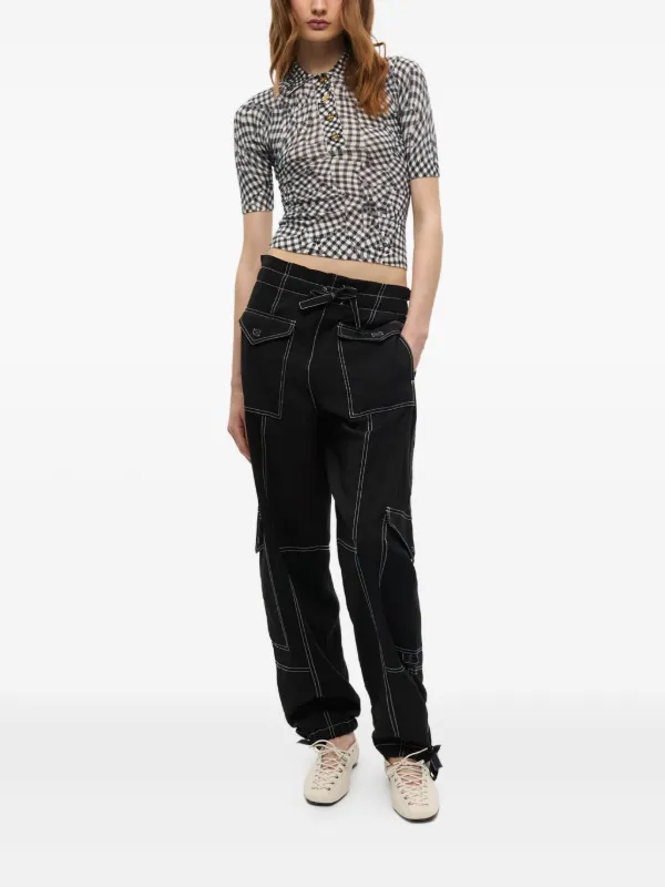 GANNI patterned-jacquard Top | Black | FARFETCH AE