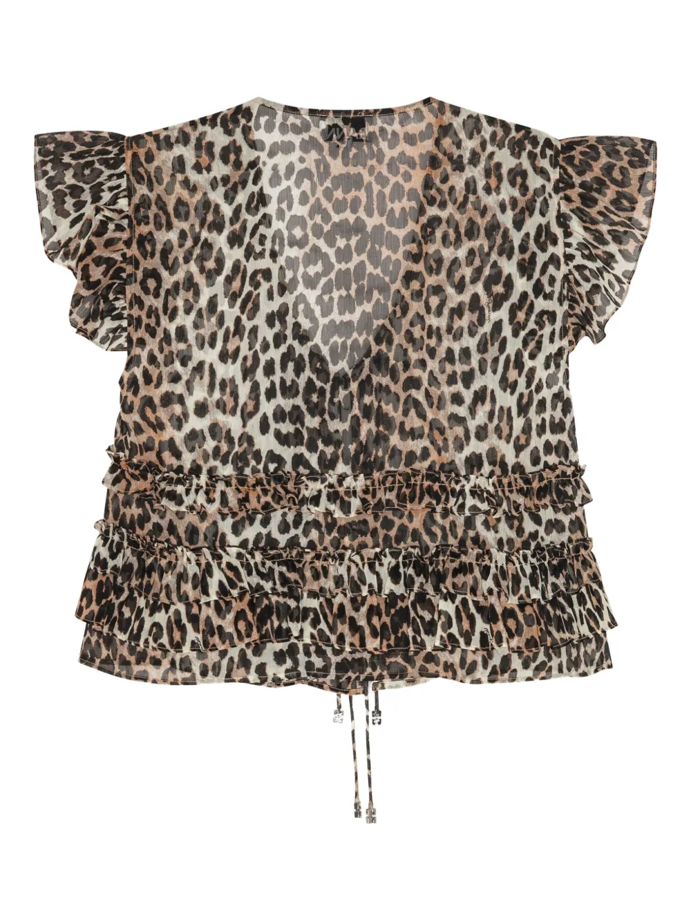 GANNI blouse met luipaardprint - Beige
