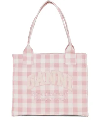 GANNI チェック ハンドバッグ | ピンク | FARFETCH JP