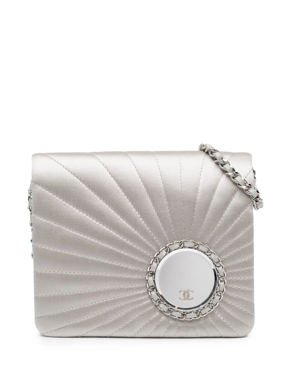 Pre-owned Chanel 2005-2006 Satin Embellished Mirror Flap With Chain Handbag