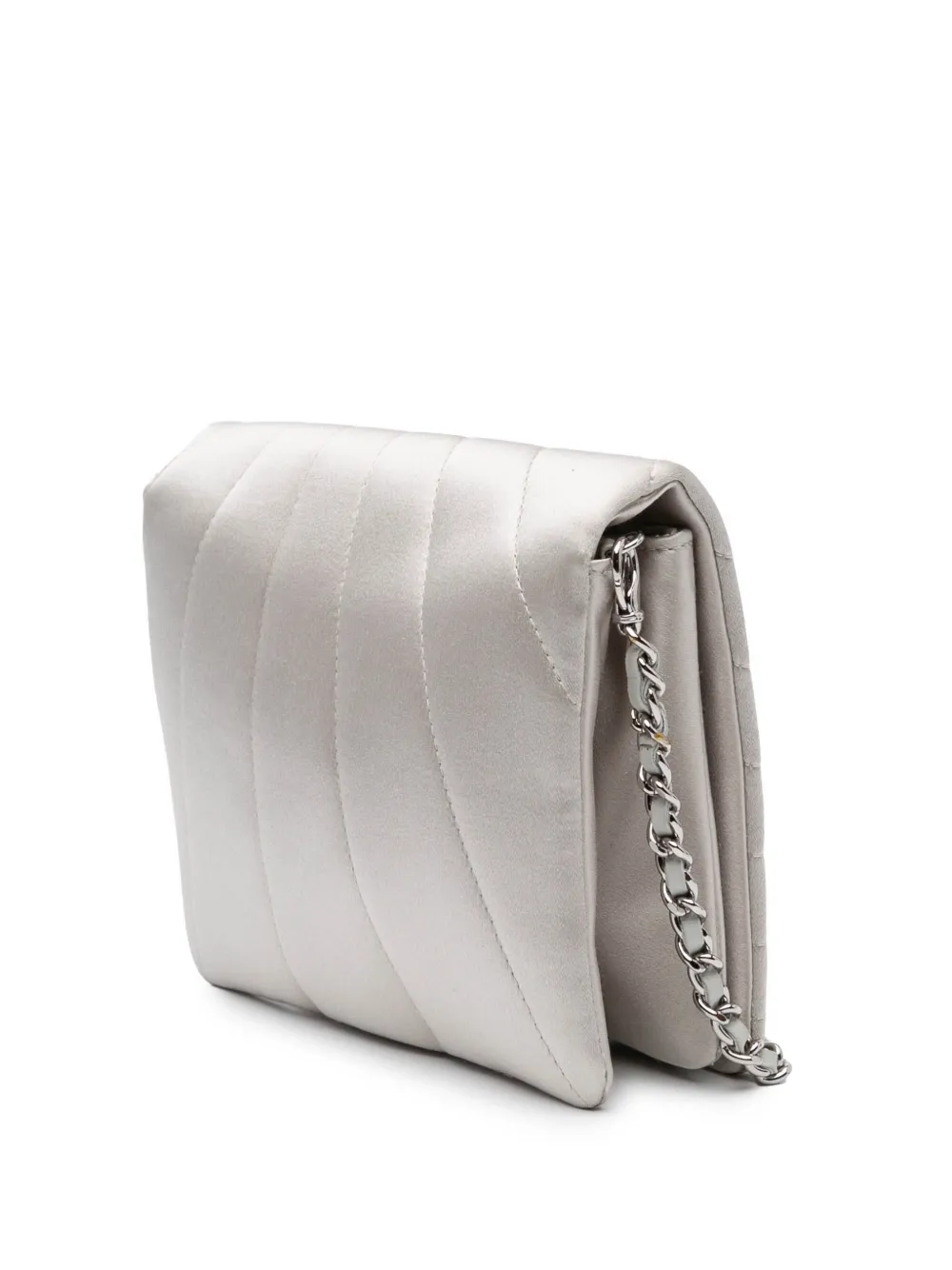 Pre-owned Chanel 2005-2006 Satin Embellished Mirror Flap With Chain Handbag