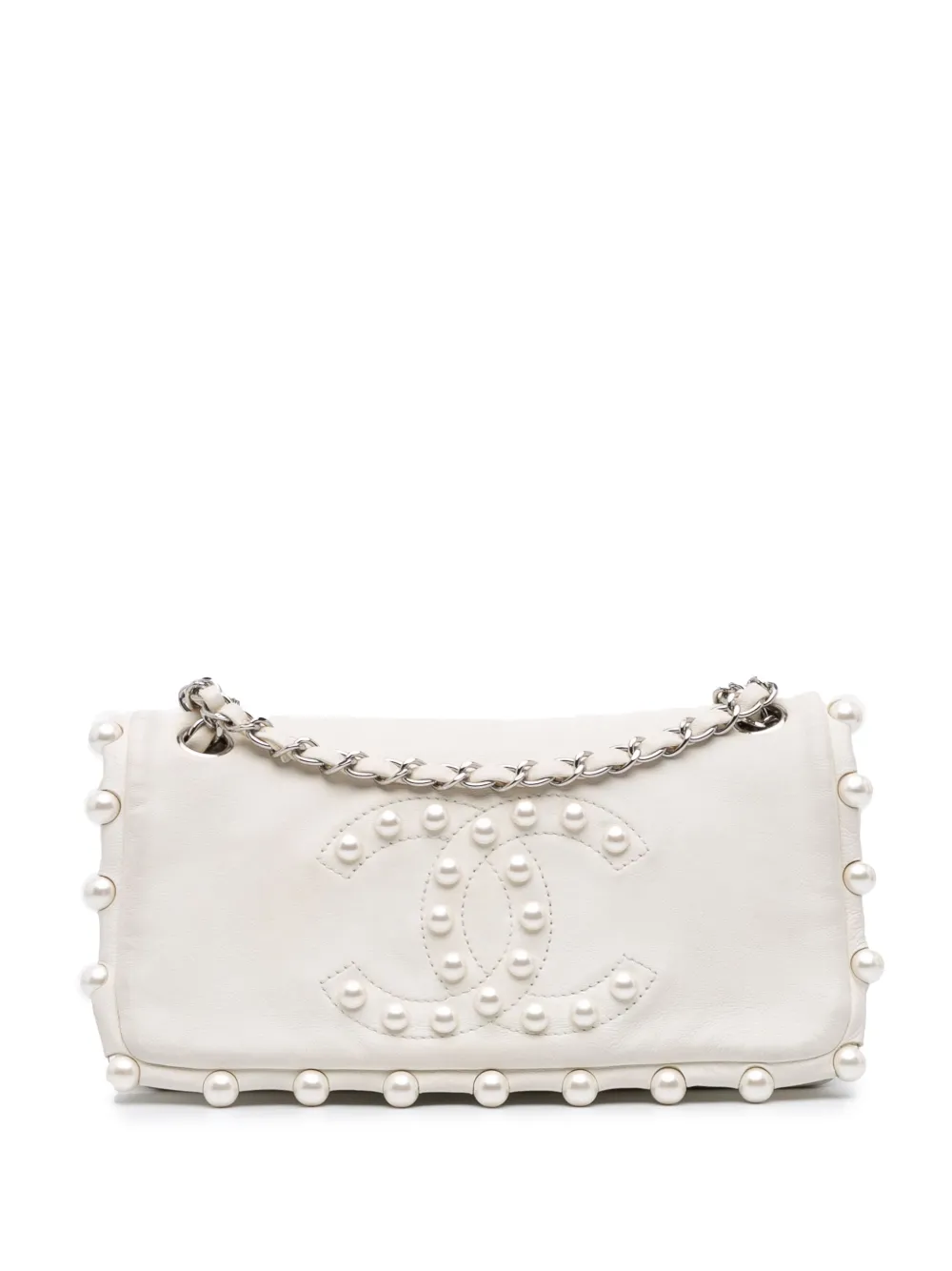 Pre-owned Chanel 2008-2009 Lambskin Pearl Obsession Flap Shoulder Bag