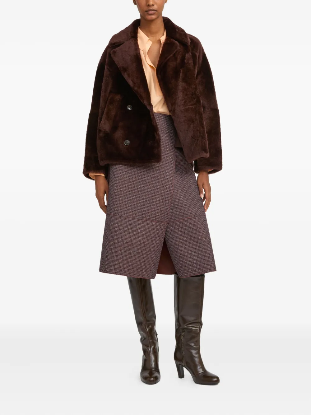 Yves Salomon double-breasted shearling jacket Bruin